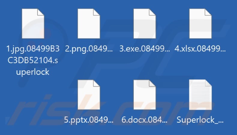 Fichiers cryptés par le ransomware SUPERLOCK (extension .victim's_ID.superlock)