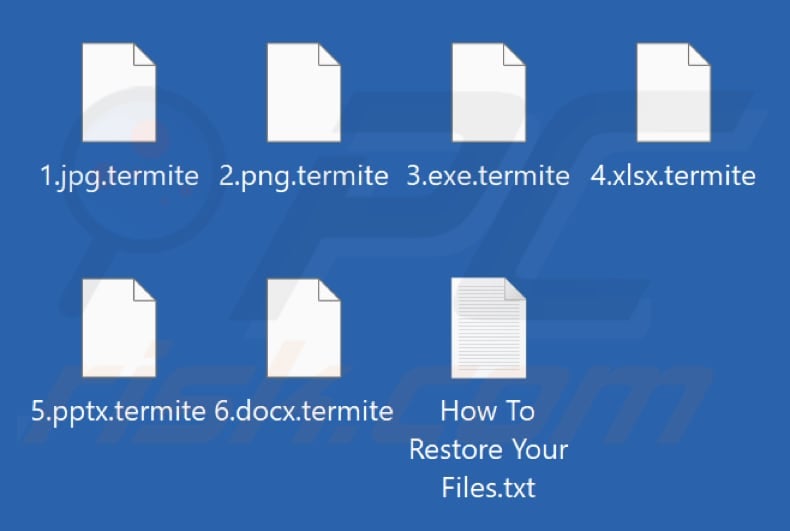 Fichiers cryptés par le ransomware Termite (extension .termite)