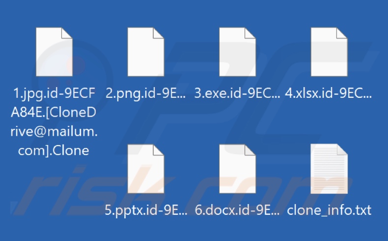 Fichiers cryptés par le ransomware Clone (extension .Clone)