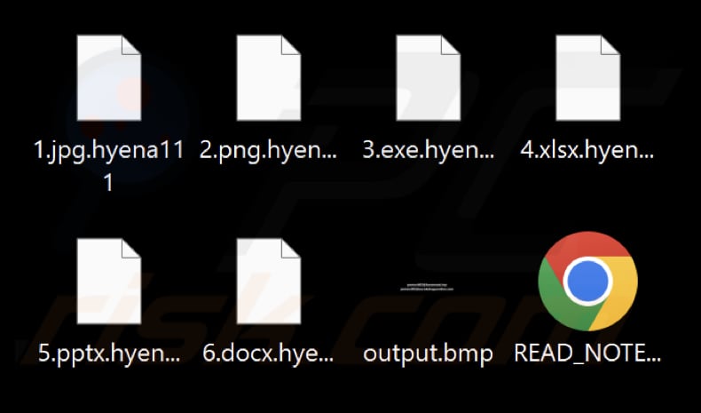 Fichiers cryptés par le ransomware Hyena (extension .hyena111)