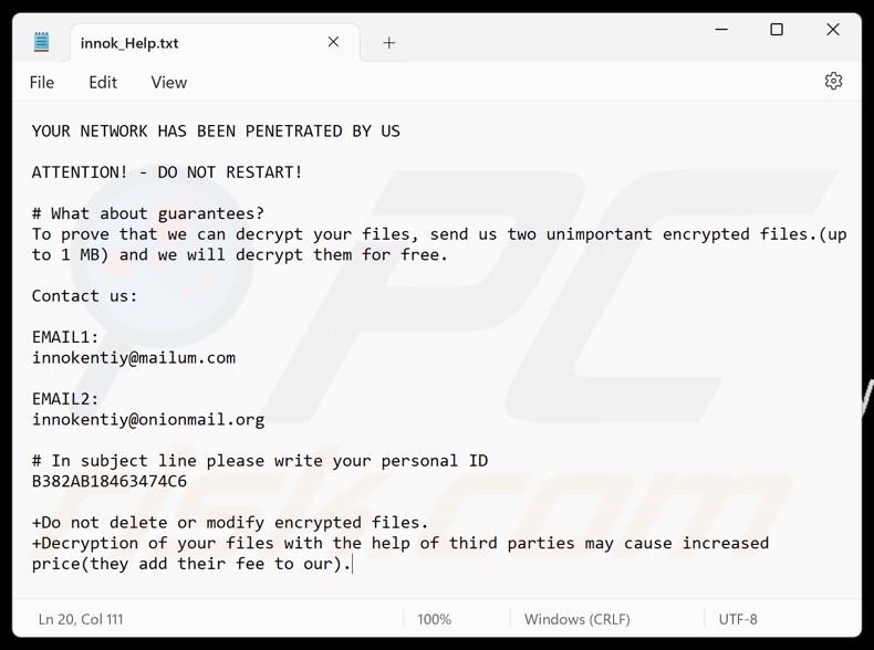 innok ransomware note de rançon (innok_Help.txt)