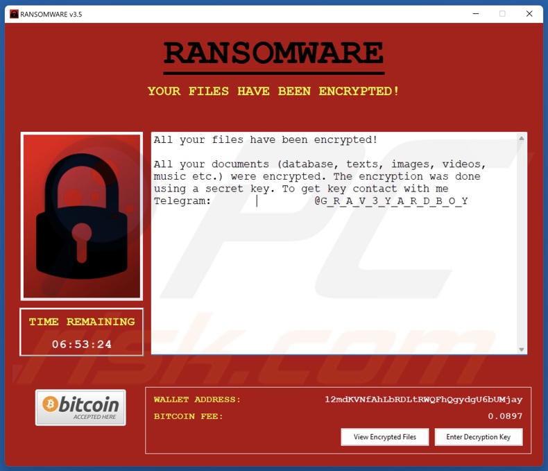 Purgatory ransomware note de rançon (pop-up)