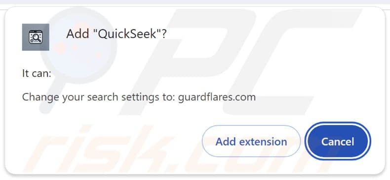 QuickSeek pirate de navigateur demandant des autorisations