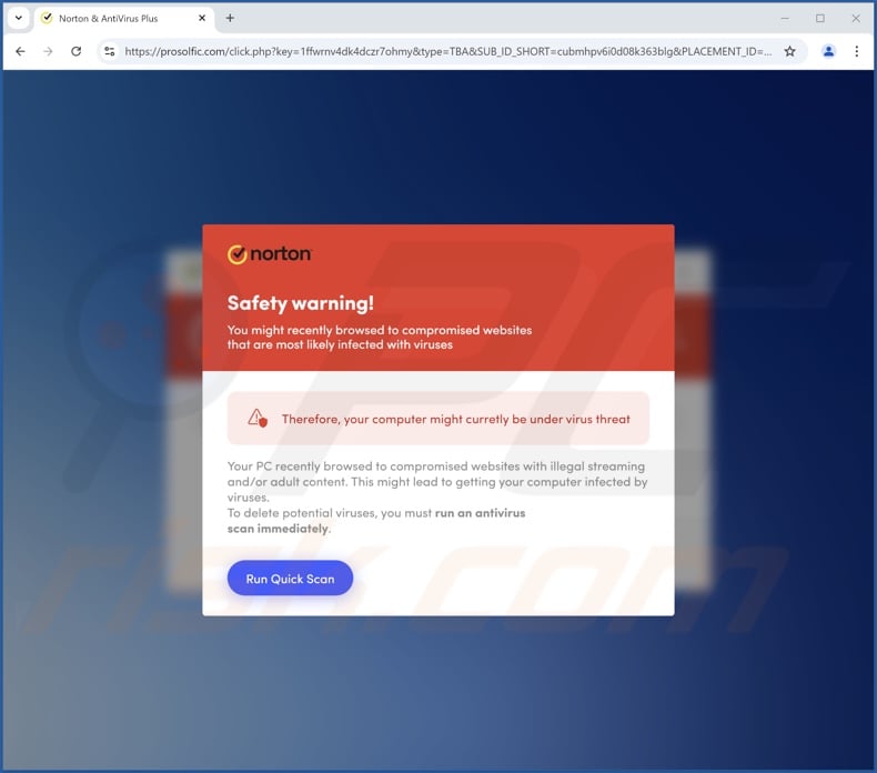 Safety Warning escroquerie (Norton variante)