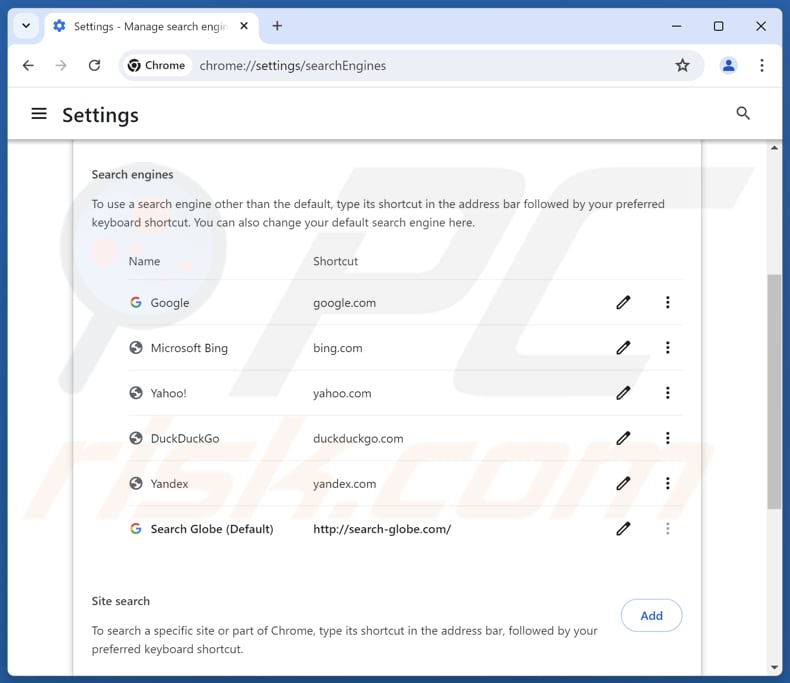 Suppression de search-globe.com du moteur de recherche par défaut de Google Chrome