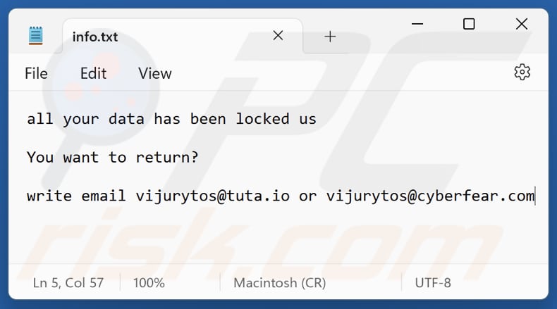 V  ransomware txt fichier (info.txt)