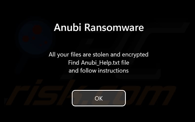 Anubi ransomware écran de pré-inscription