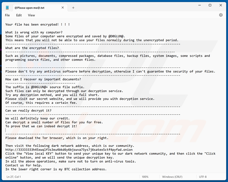 D0glun ransomware fichier texte - @Please open me@.txt