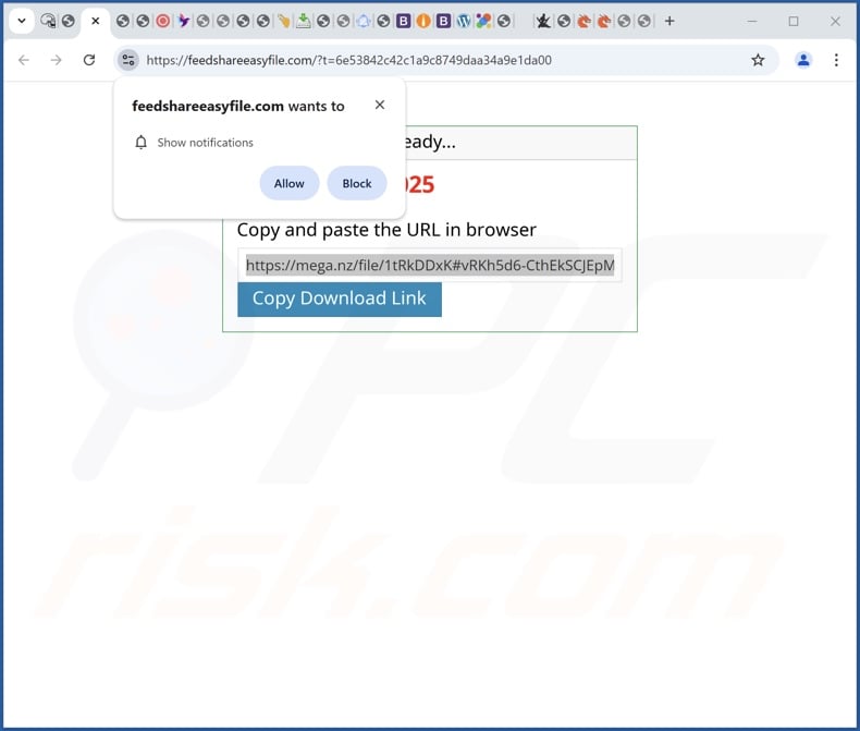 feedshareeasyfile[.]com pop-up redirections