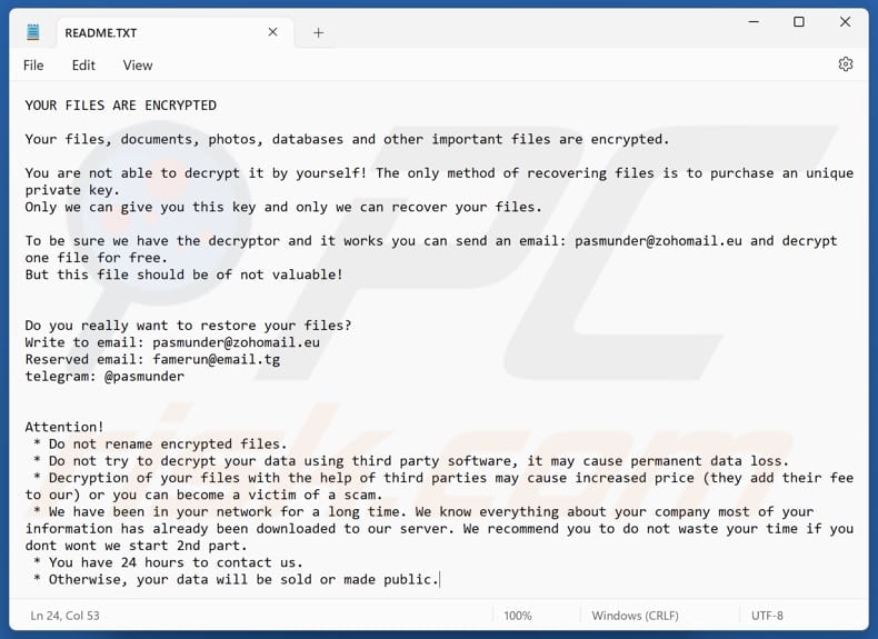 Hush ransomware fichier texte (README.TXT)