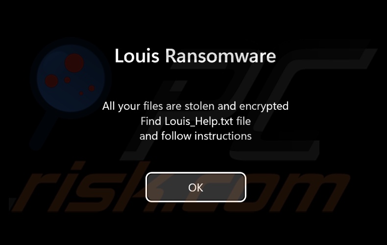 Louis ransomware écran de pré-connexion