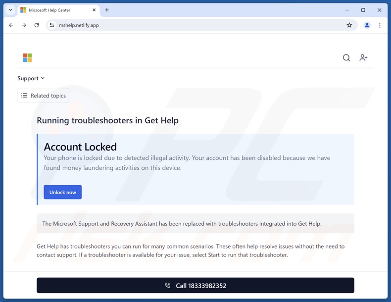 Microsoft Account Locked escroquerie