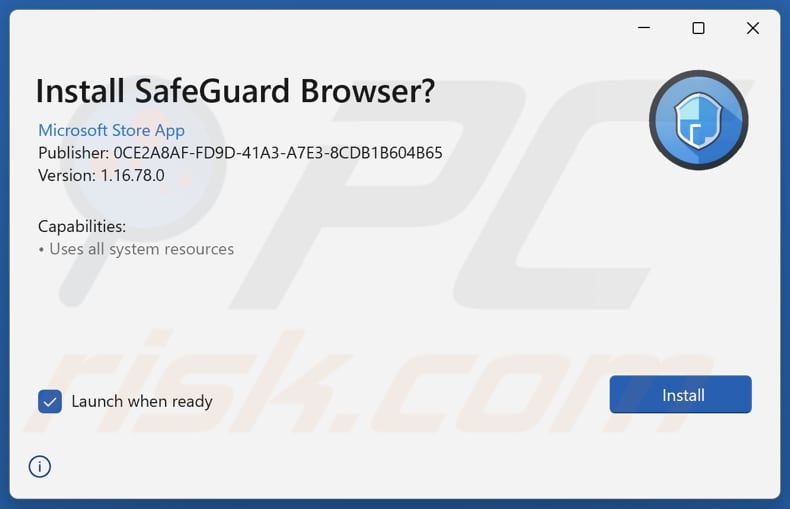 SafeGuard Browser Installation d'une application potentiellement indésirable