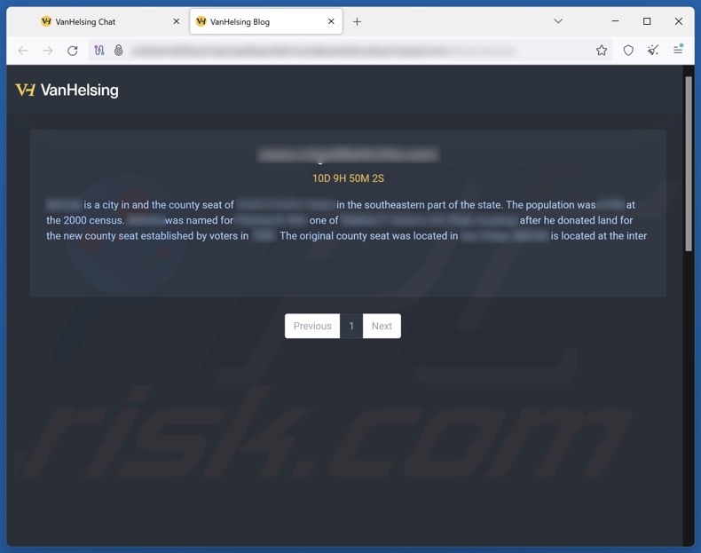 VanHelsing ransomware site web de fuite de données