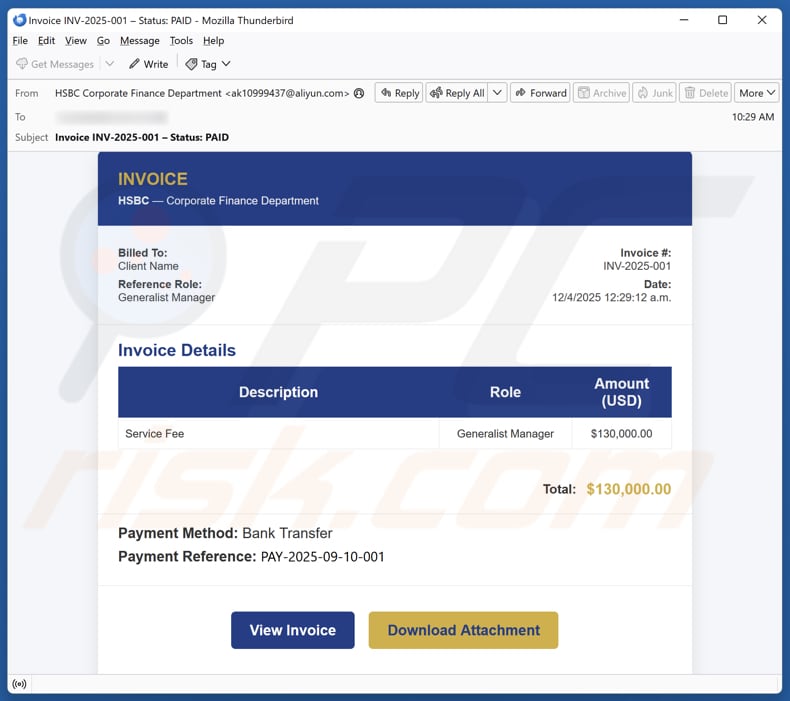 Email Account Failure Notice campagne de spam par e-mail