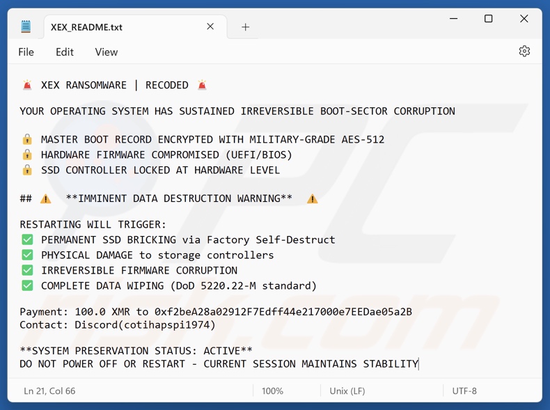 XEX rançongiciel demande de rançon (XEX_README.txt)