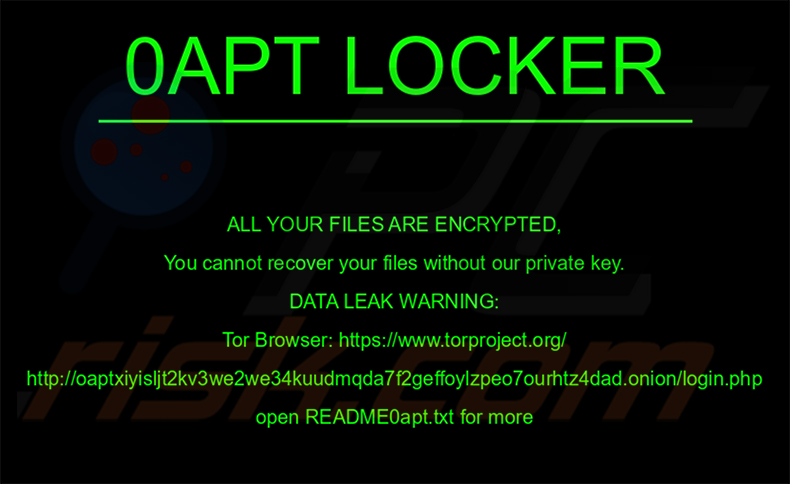 0apt Locker rançongiciel fond d'écran