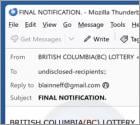 Courriel Arnaque British Columbia Lottery