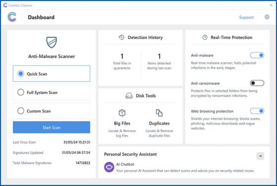 Anti-Maliciels Combo Cleaner (pour les ordinateurs Windows)