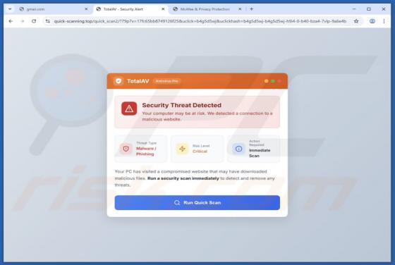 TotalAV - Security Threat Detected POP-UP Arnaque