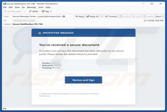 E-mail frauduleux You\'ve Received A Secure Document