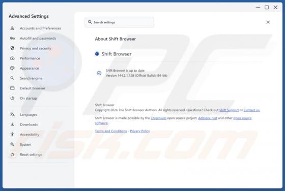 Application indésirable Shift