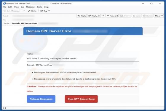 Domain SPF Server Error arnaque par e-mail