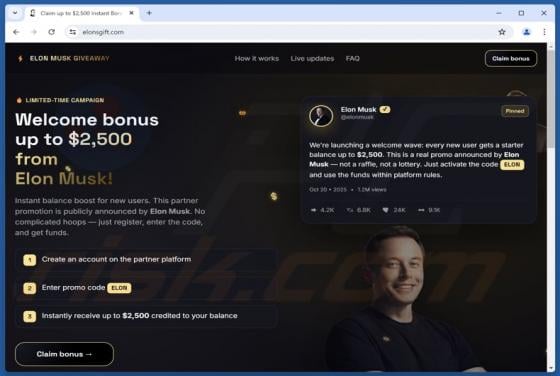 Elon Musk Giveaway arnaque