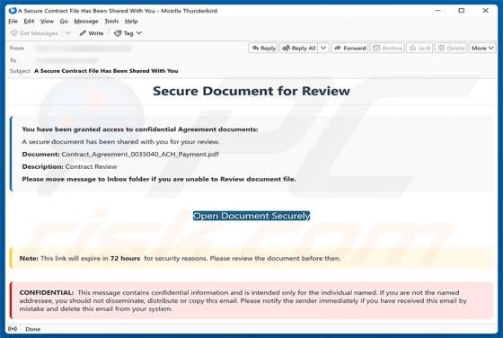 Secure Document For Review arnaque par e-mail