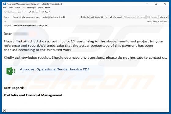 Revised Invoice arnaque par e-mail