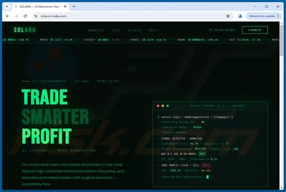 SOLARA — AI Memecoin Trading Terminal On Solana arnaque