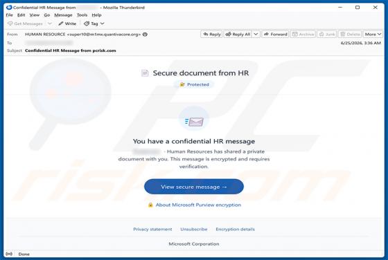 Secure Document From HR arnaque par e-mail