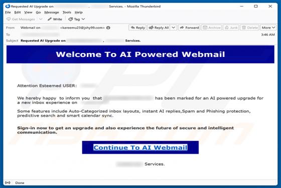 AI Powered Webmail arnaque