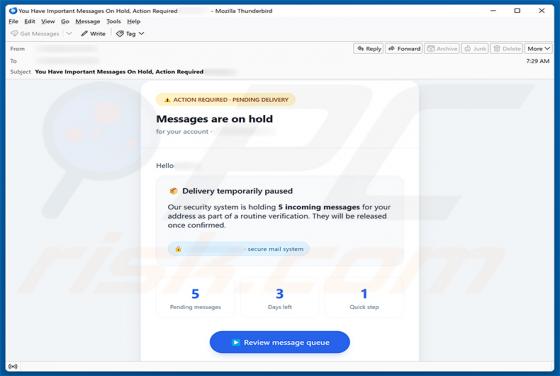 Messages Are On Hold arnaque par e-mail