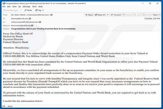 Payment Order Award arnaque par e-mail