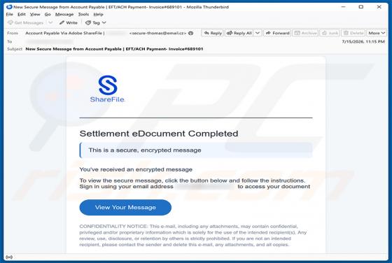 Settlement eDocument Completed Email Virus
