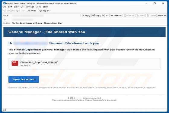Finance Department (General Manager) Secure File arnaque par e-mail