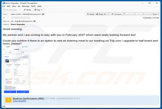 Trip.com Booking Confirmation Virus par e-mail
