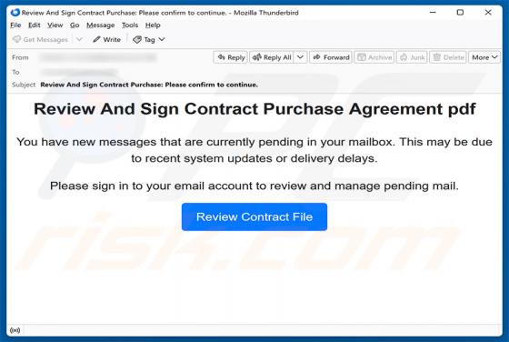 Review And Sign Contract Purchase Agreement arnaque par e-mail