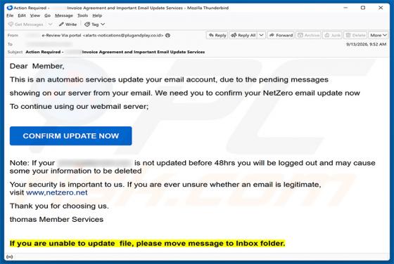 NetZero Email Update arnaque