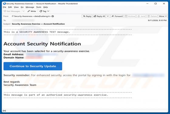 Security Awareness Exercise arnaque par e-mail